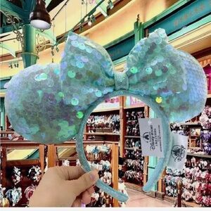 NWT Disney Parks Minnie Green Ears Iridescent Little Mermaid Ariel Headband